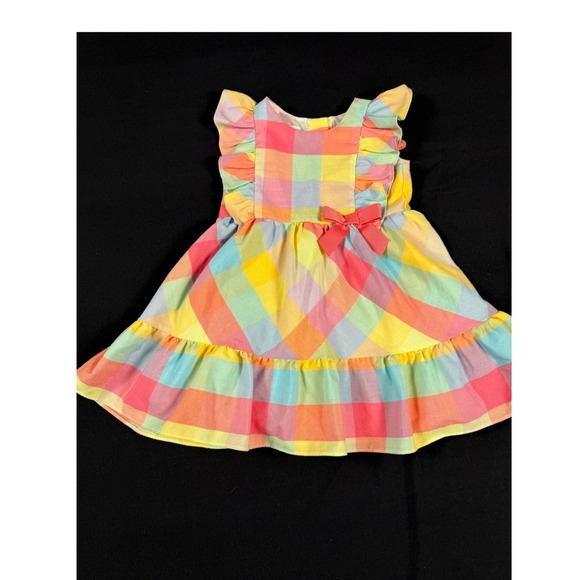 Bonnie Jean Toddler Girl 2T Pastel Rainbow Gingham Ruffle Dress Cottagecore - Picture 2 of 6